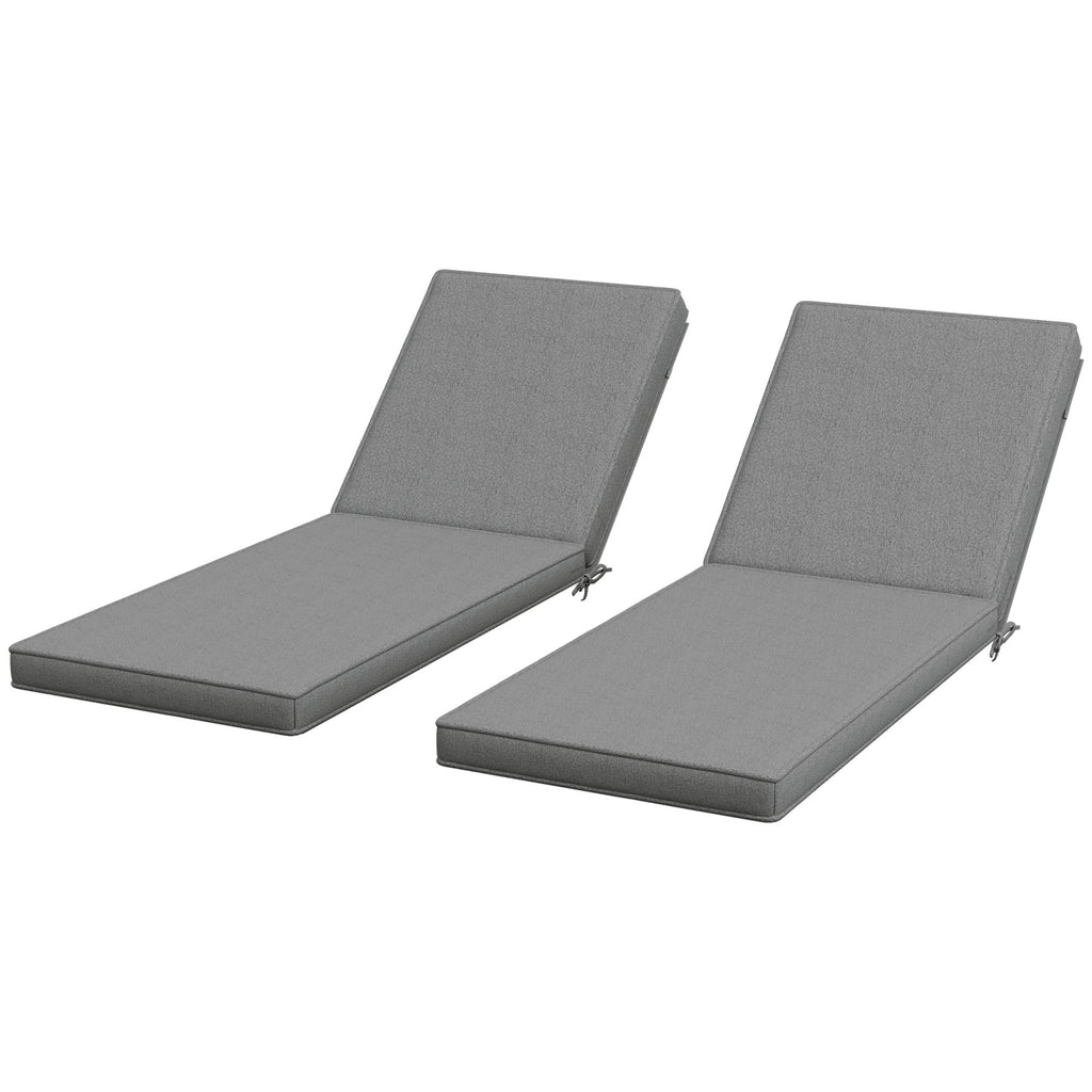 2-Piece Patio Chair Cushions with Backrests, Replacement Cushions for Outdoor Lounge Chair, Gray