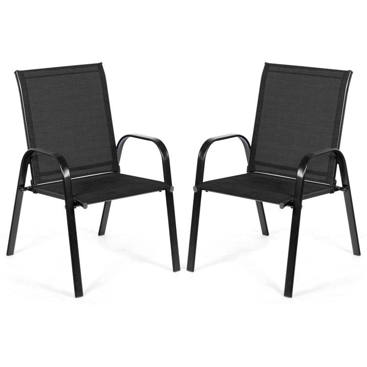 2 Pieces Patio Outdoor Dining Chair with Armrest