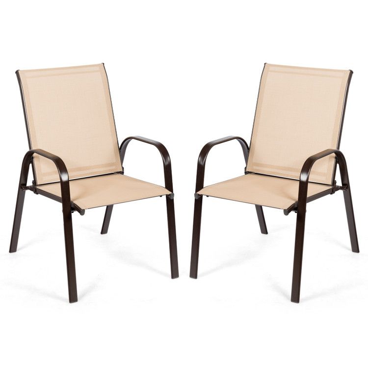 2 Pieces Patio Outdoor Dining Chair with Armrest
