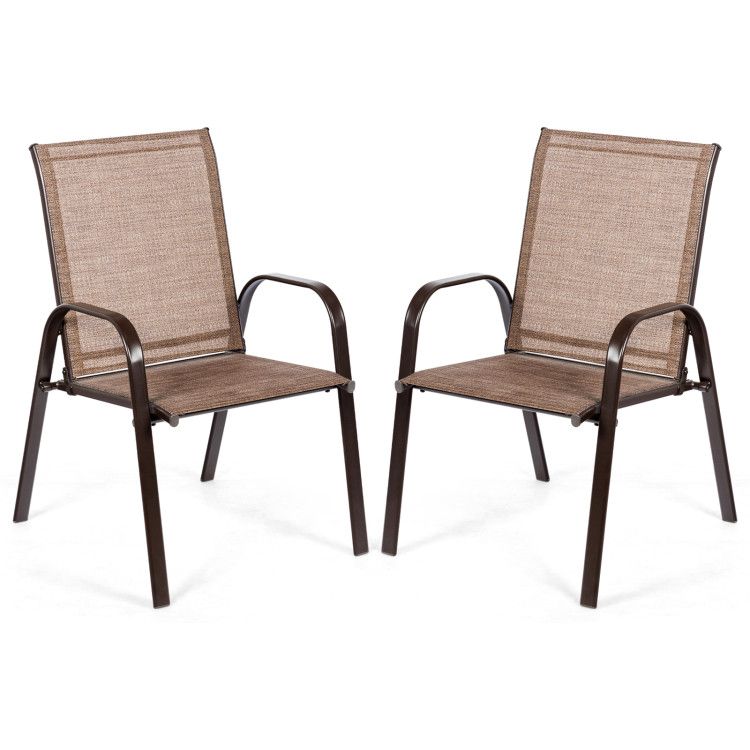 2 Pieces Patio Outdoor Dining Chair with Armrest