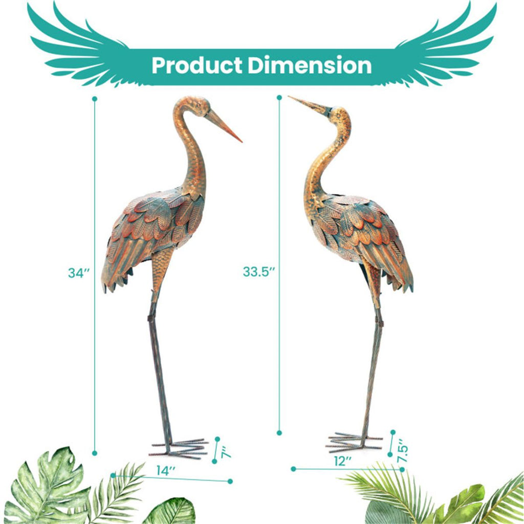 2 Sculpture Birds 8 Inches X 11 Inches X 35 Inches for Garden