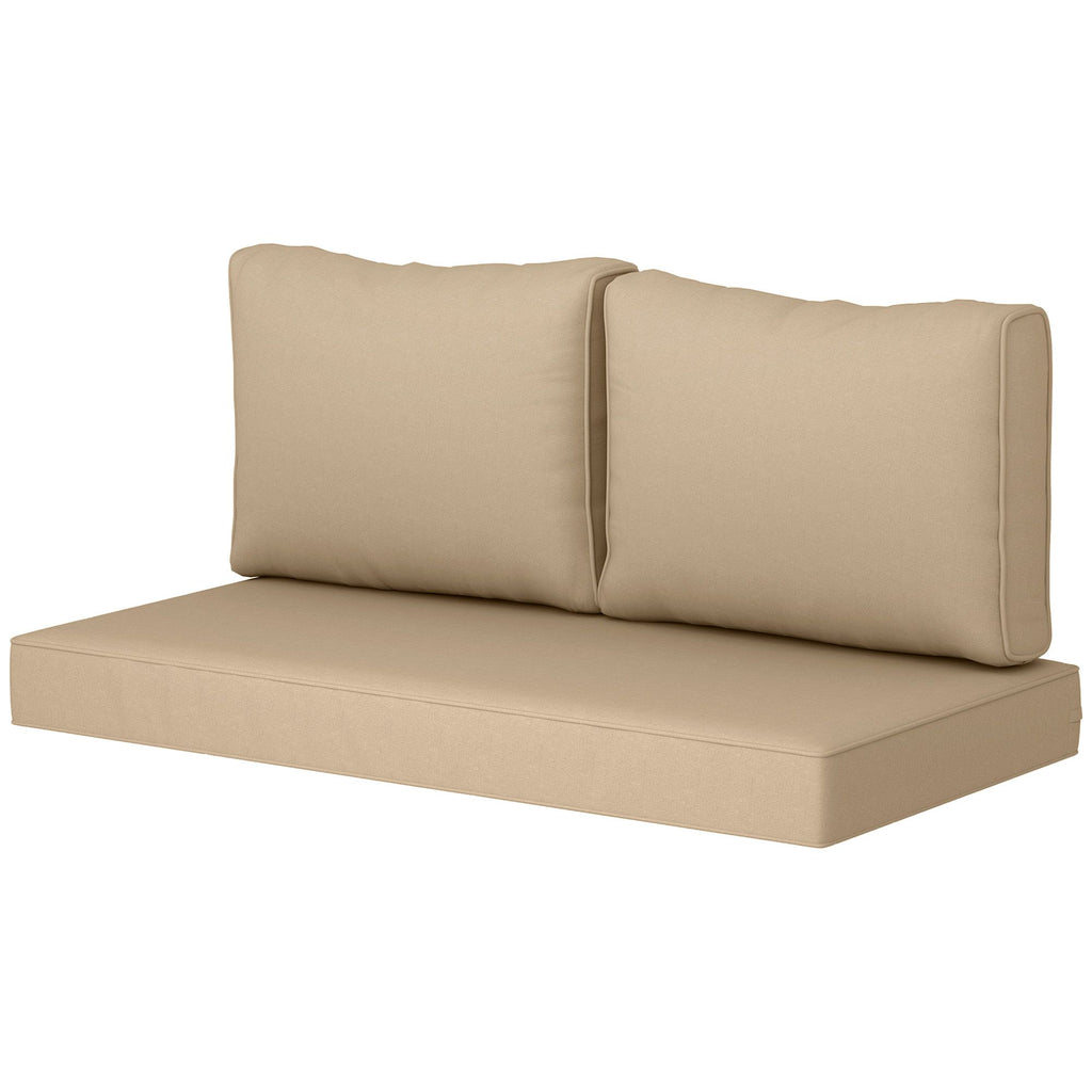 2 Seater Patio Furniture Cushions, Thick Outdoor Loveseat Cushions Furniture Cushions with Removable Cover, Fade-Resistant Replacement Cushions for Outdoor Furniture, Beige