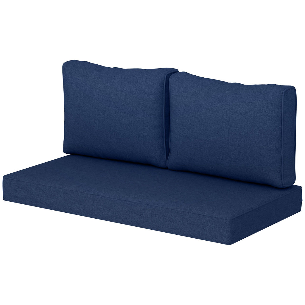 2 Seater Patio Furniture Cushions, Thick Outdoor Loveseat Cushions Furniture Cushions with Removable Cover, Fade-Resistant Replacement Cushions for Outdoor Furniture, Navy Blue