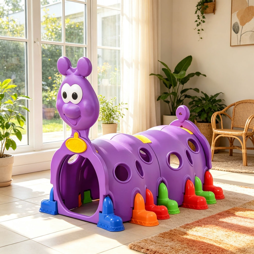 2-Section Purple Toddler Play Tunnel Kids Crawl & Climb Through Indoor Outdoor Play Structure