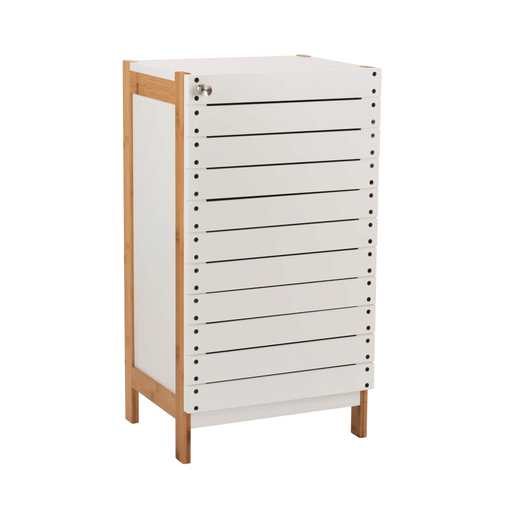 2 Shelf Bamboo Floor Cabinet in White