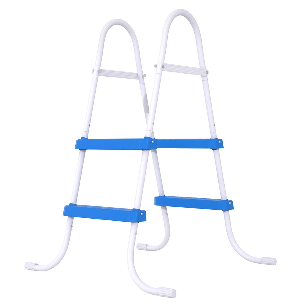 2-Step 33in Iron Pool Ladder (White Frame + Blue Steps)