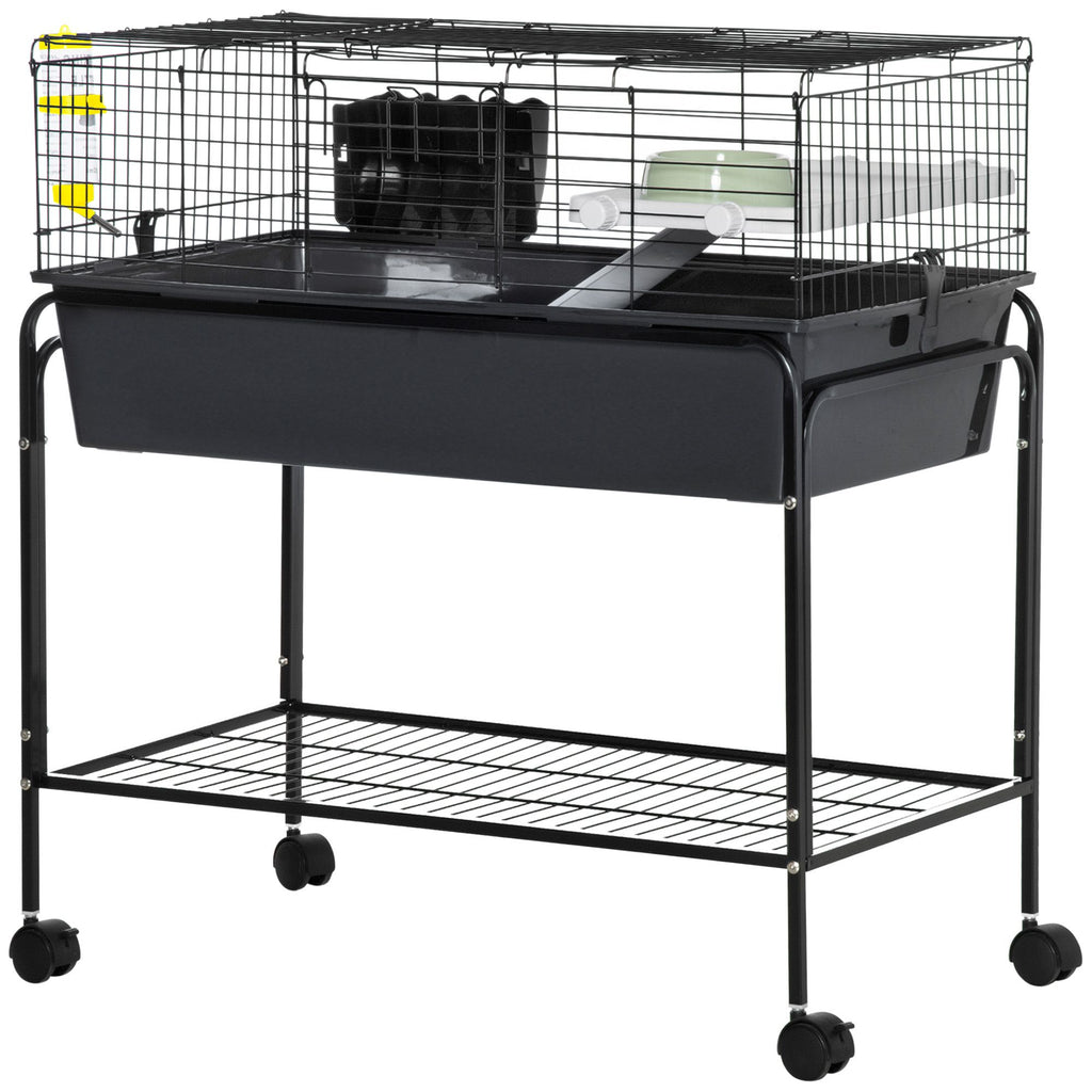 2-Story Small Animal Cage Removable from Stand with Shelf Wheels Guinea Pig Cage Hedgehog Cage Chinchilla Cage 33 x 18.5 x 35