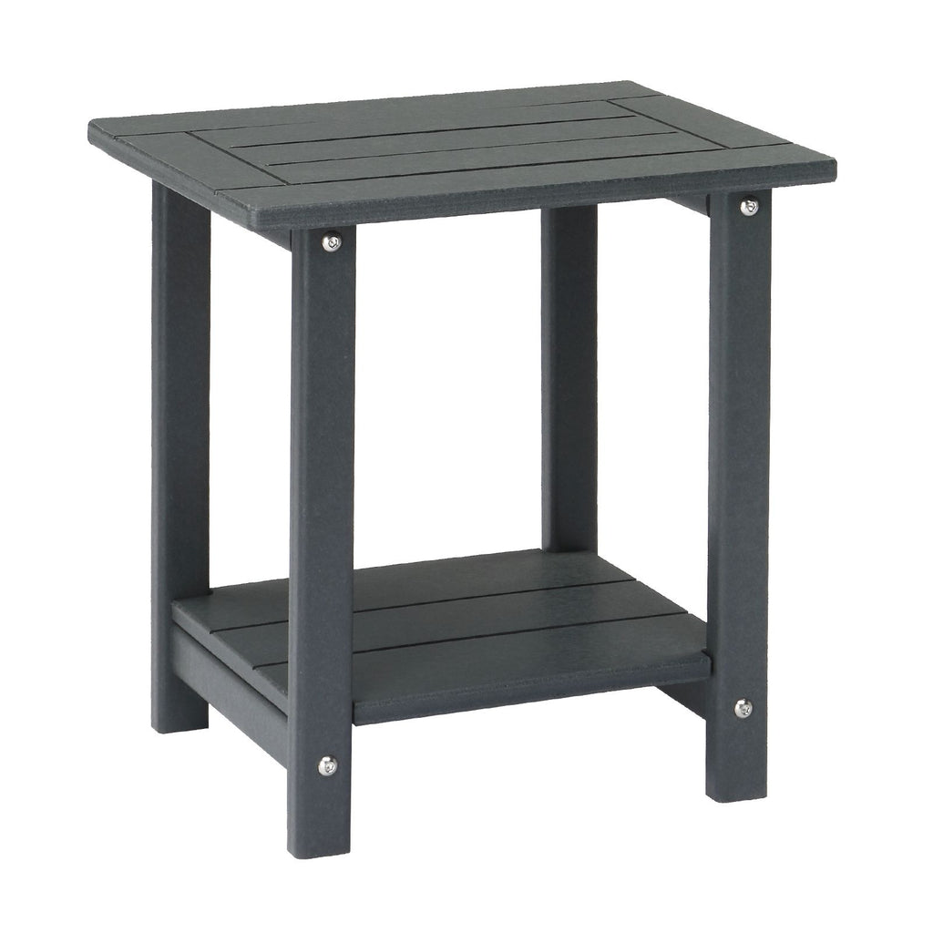 2-Tier Outdoor Side Table, HDPE Adirondack Table Patio Side Table, Weather Resistant End Table Small Outdoor Table, Dark Grey, Square