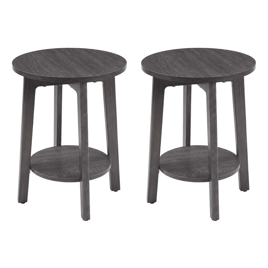 2-Tier Small Round SideTablewith Tapered Legs, Curved TransitionsforLiving Room & Bedroom