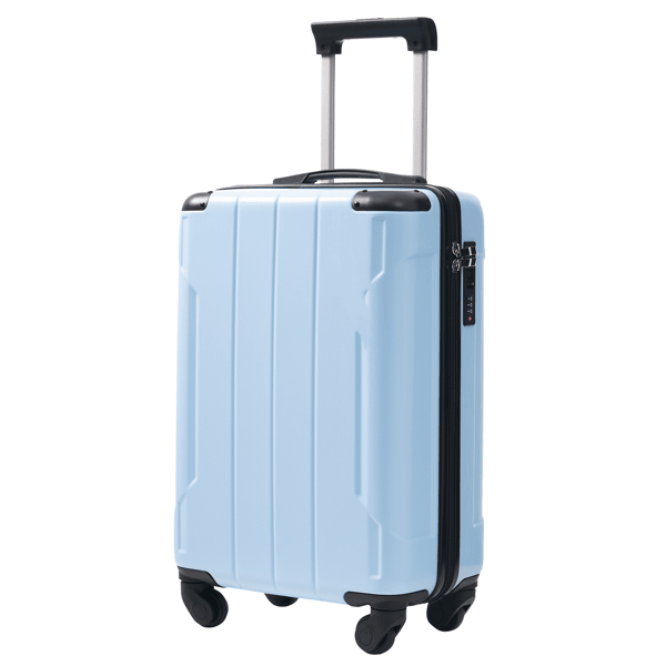 20-Inch Hardshell Carry-On Luggage, Lightweight Durable ABS Suitcase with Spinner Wheels, Built-in TSA Lock, 2 Packing Cubes, Skyblue