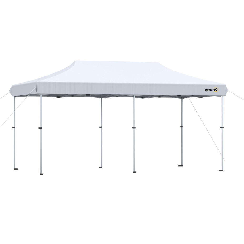 20' x 10' Garden Foldable Pop Up Canopy Tent Gazebo Aluminum Frame with Adjustable Legs & Roller Bag
