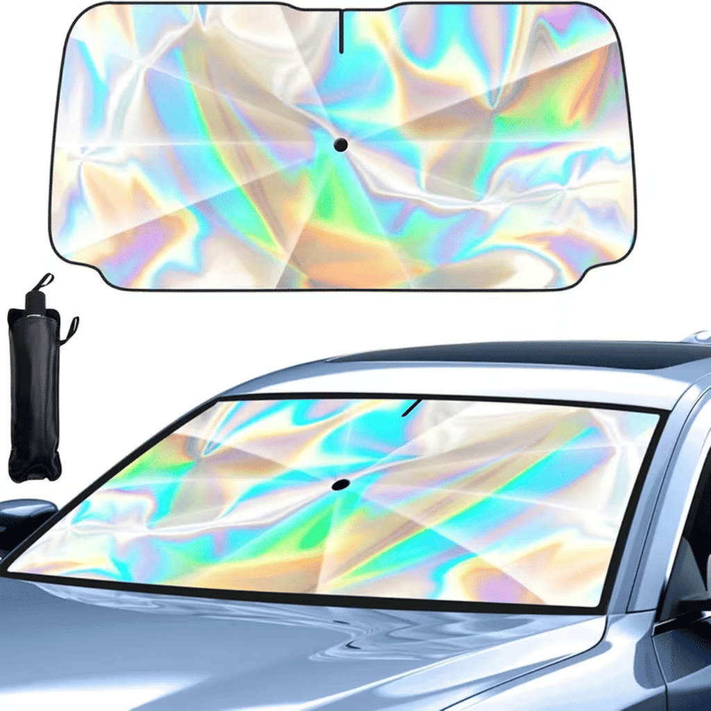 2025 Upgraded US Standard Multi purpose Rainbow Umbrella Car Windshield Sunshade - UV, Heat, Scratch resistant Handle, 10 Layer Material, Foldable Sunshade, 55X31.5 inches - Suitable for Most Vehicles