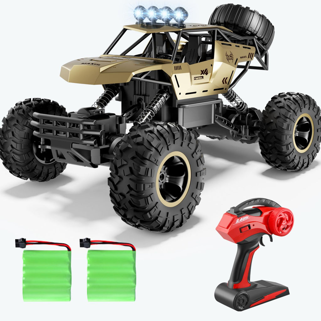 2026 2 Batteries 1:12 Rock Crawler Rechargeable Off Road Truck 4WD , golden Metal Shell LED Headlights RC Remote Control Off Road Car Truck,Logistics is randomly sent by EVRI/ROYAL MAIL