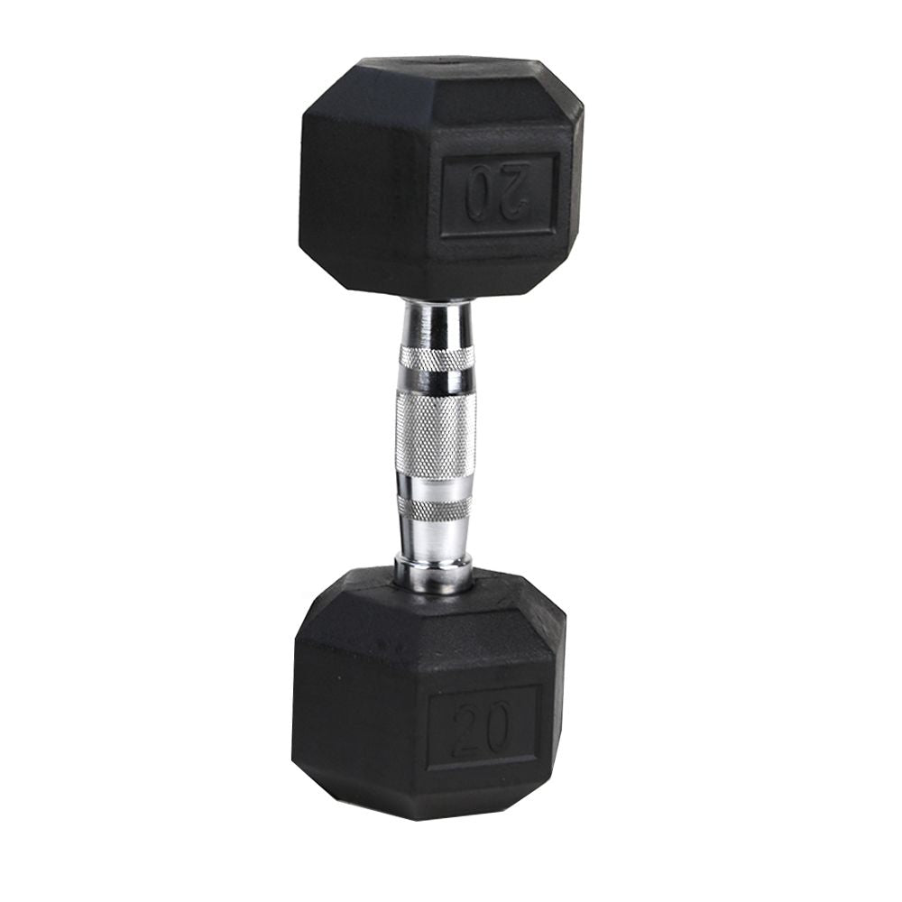 20LB (1piece)HDRS Rubber Coated Solid Cast Iron Dumbbell with Contoured Chrome Handle, Hexagon Head[Support for self-pickup face sheet, daily face sheet submission deadline 16:00]