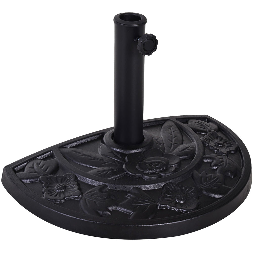 20lbs Half Round Patio Umbrella Base Outdoor Decorative Resin Parasol Stand Holder for Î¦1.5", Î¦1.9" Pole, for Lawn, Deck, Backyard, Garden, Black