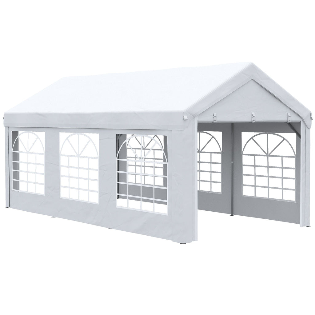 20x10 ft Large Party Tent Carport Outdoor Canopy Portable Garage with Removable Sidewalls Windows