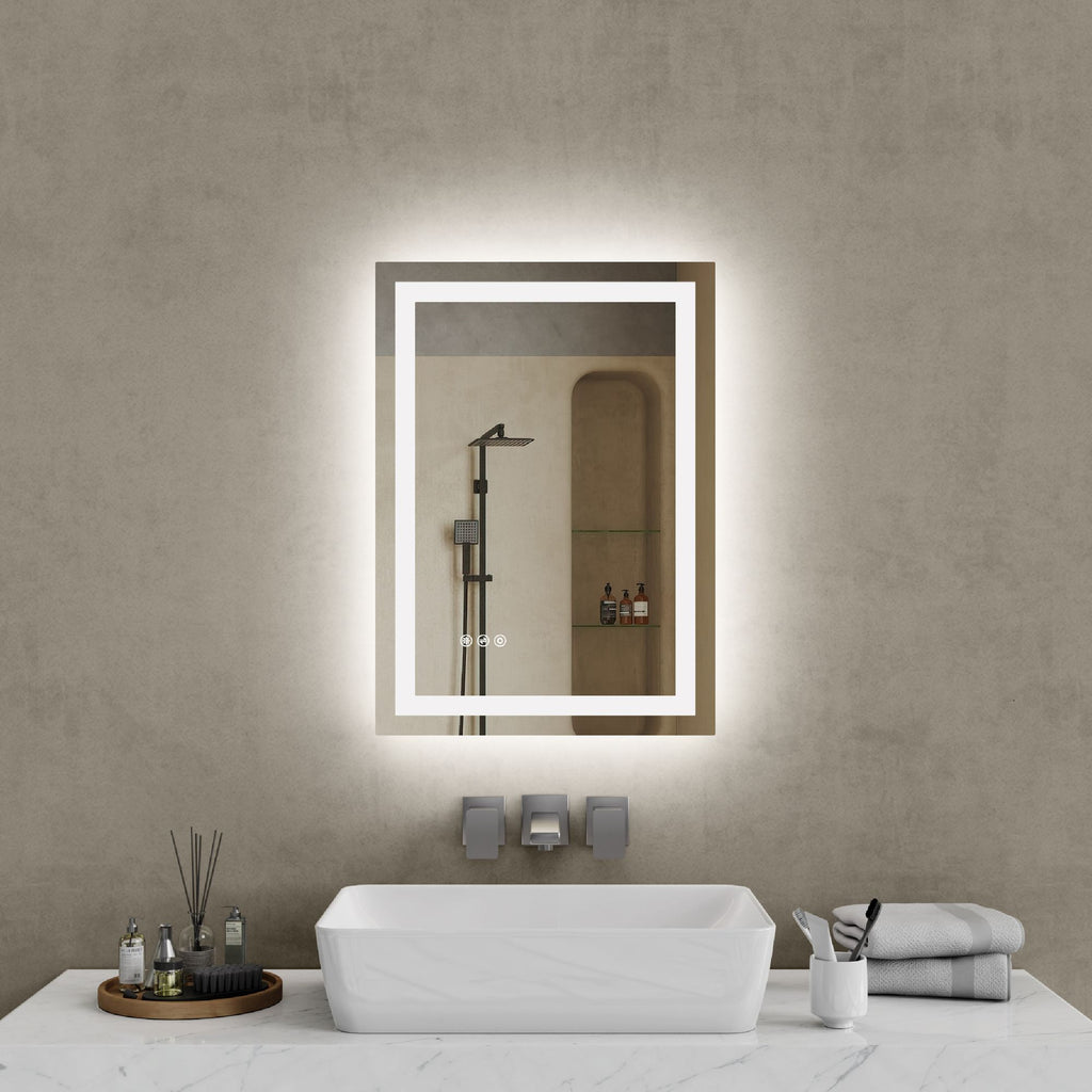 20"x28" LED Bathroom Mirror, Front-Lit and Back-Lit, 3 Color Tem Adjustable, Brightness Memory, Anti-fog LED Vanity Mirror[Unable ship weekends, TK/TEMU only for pickup]