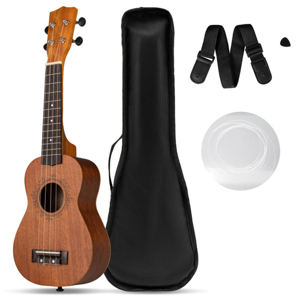21" Solid Mahogany Ukulele with 15:1 Professional Tuners, Complete Starter Kit for Beginners