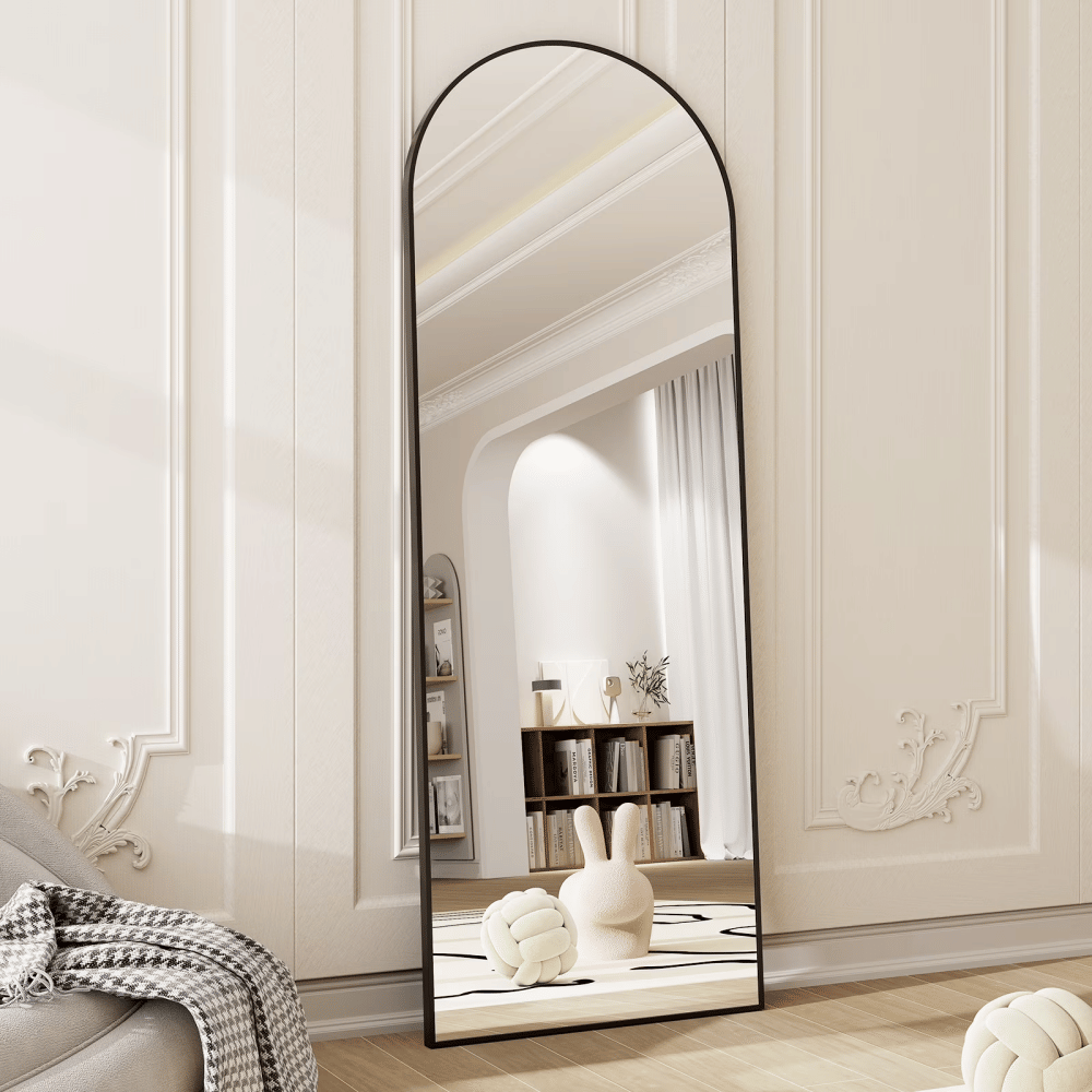 21"x64" Arched Full Length Mirror Full Body Free Standing Floor Mirror, Black