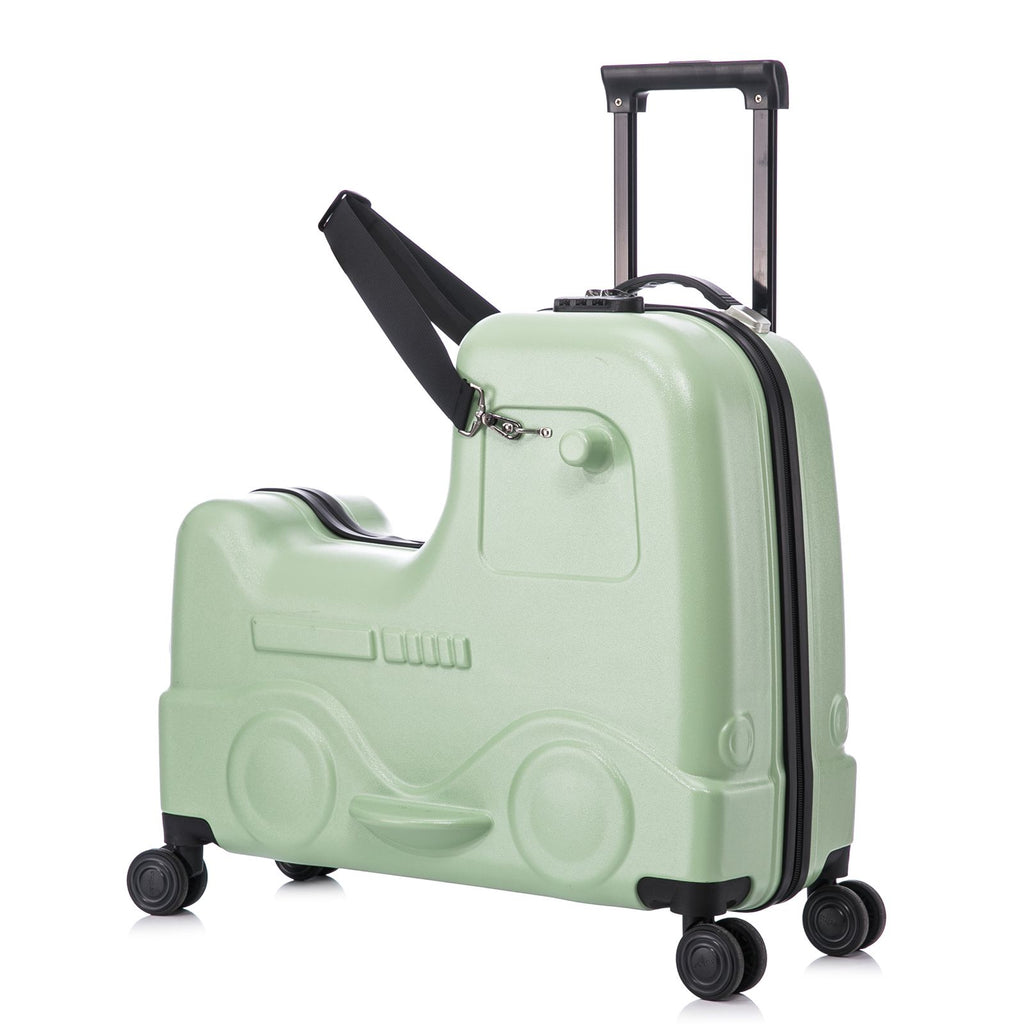 22 Inch Ride-on Suitcase for Kids & Teens, Toddler Travel Luggage with Seat, Spinner Wheels, Safety Belt, Stroller-Style Checked Luggage with Combination Lock&Telescoping Handle for Ages 5-18