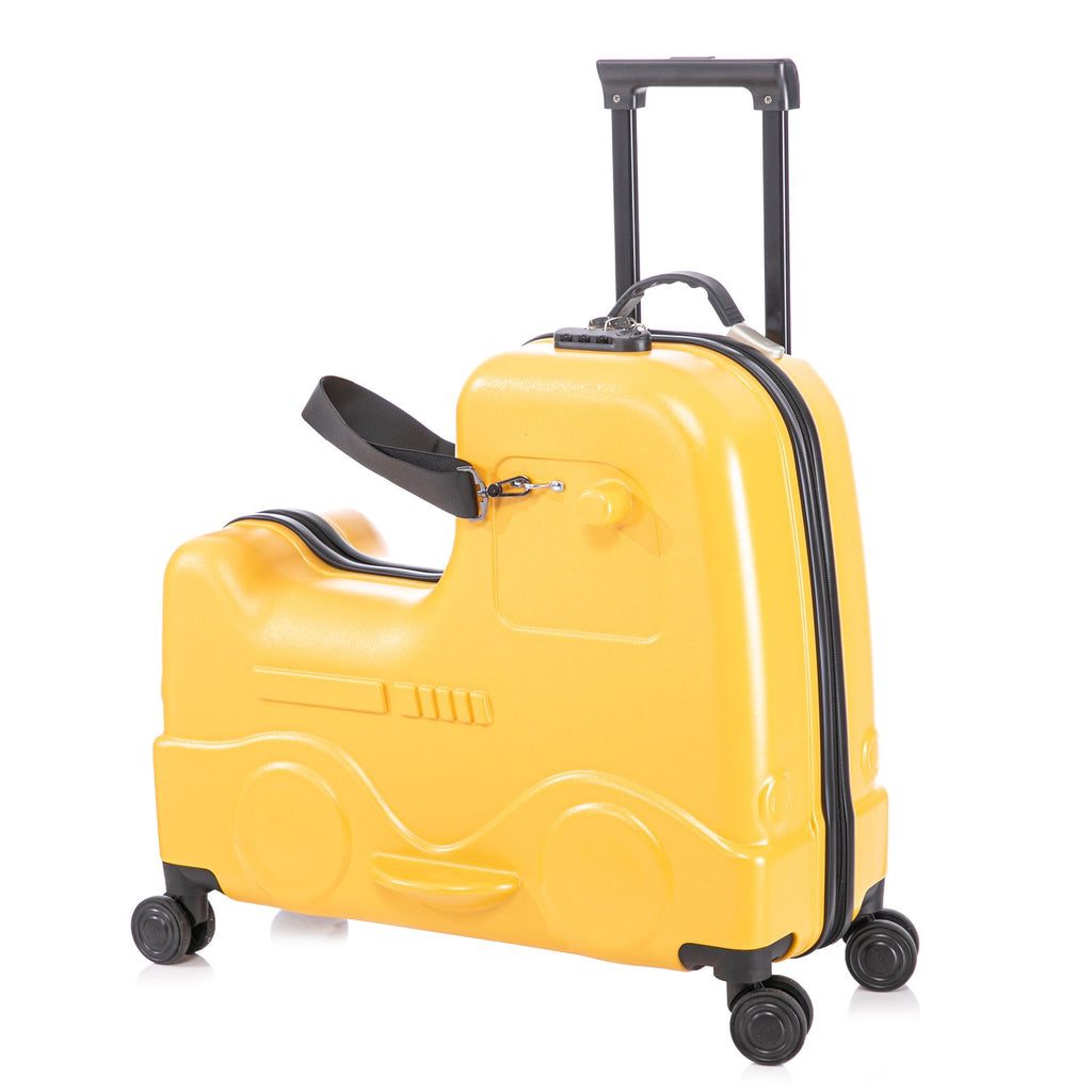22 Inch Ride-on Suitcase for Kids & Teens, Toddler Travel Luggage with Seat, Spinner Wheels, Safety Belt, Stroller-Style Checked Luggage with Combination Lock&Telescoping Handle for Ages 5-18