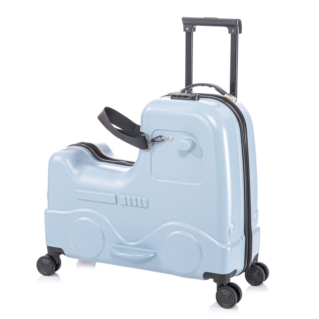 22 Inch Ride-on Suitcase for Kids & Teens, Toddler Travel Luggage with Seat, Spinner Wheels, Safety Belt, Stroller-Style Checked Luggage with Combination Lock&Telescoping Handle for Ages 5-18