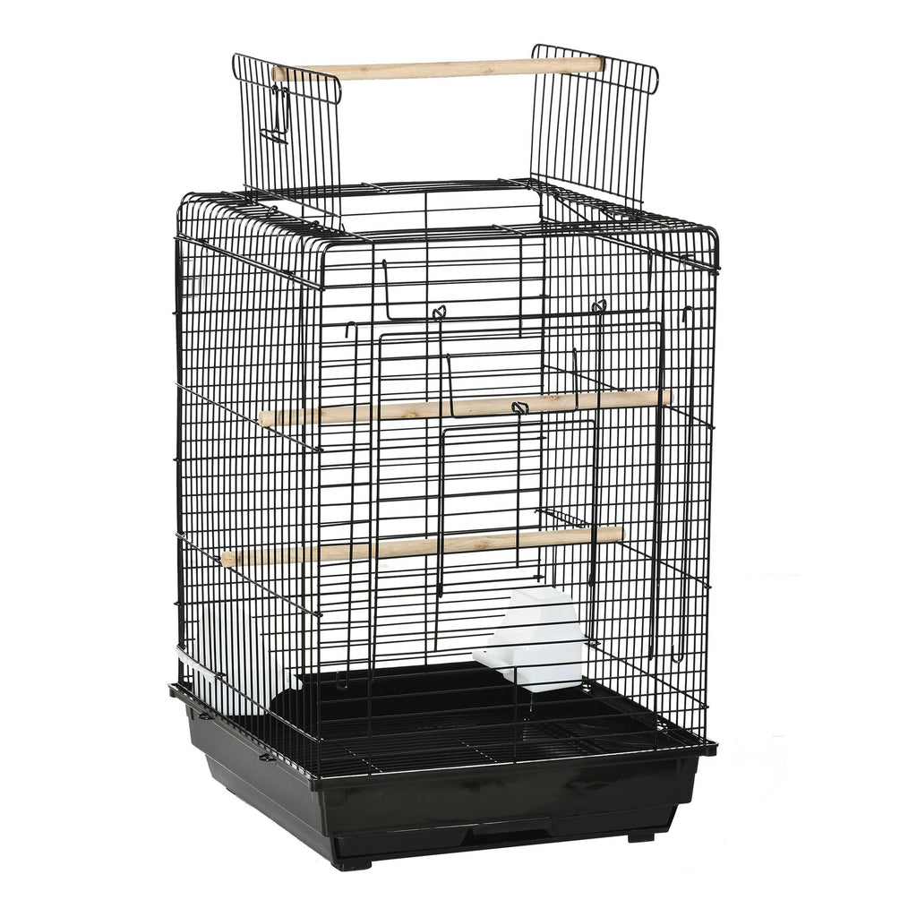 23 Black Bird Cage Flight Parrot House with Open Play Top Feeding Bowl Perch for Cockatiels Playpen Pet Furniture