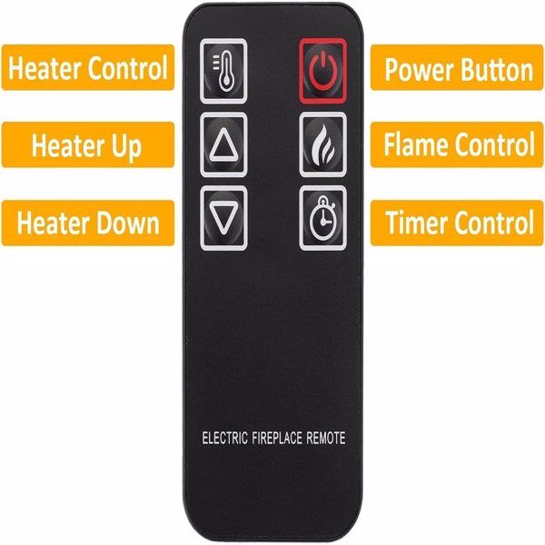 23" Electric Fireplace, 3DInfrared Black Fireplace Electric Insert Heater, with IR Remote Control, Glass View, Adjustable Realistic Logs & Flames, Indoor, 1400W