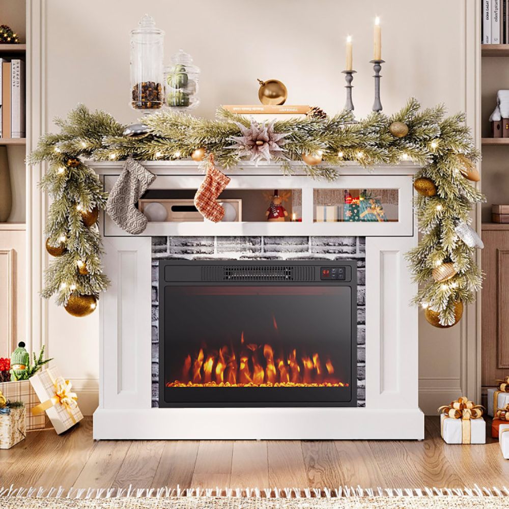 23 Inches 750W/1500W Electric Fireplace Heater with Alter Flame Color and Brightness