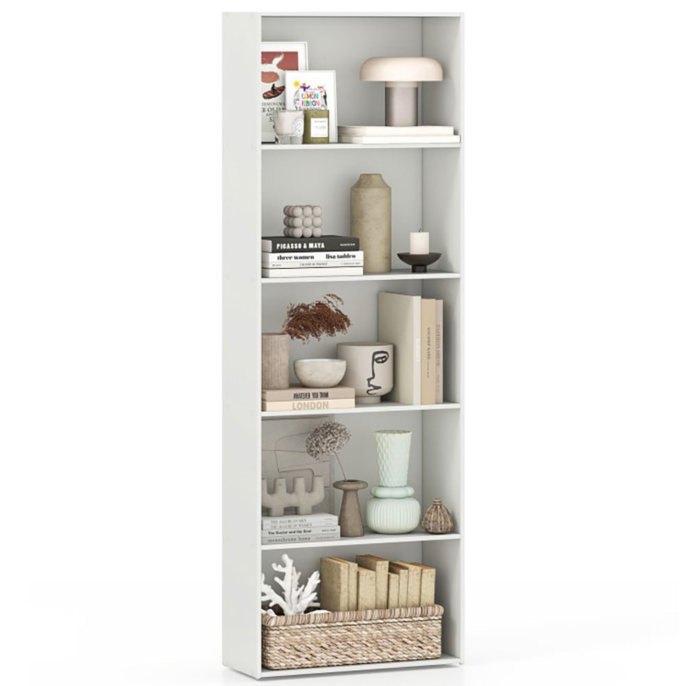 23.5 x 9.5 x 67 Inch 5-Shelf Multi-Functional Wood Bookcase for Home Office