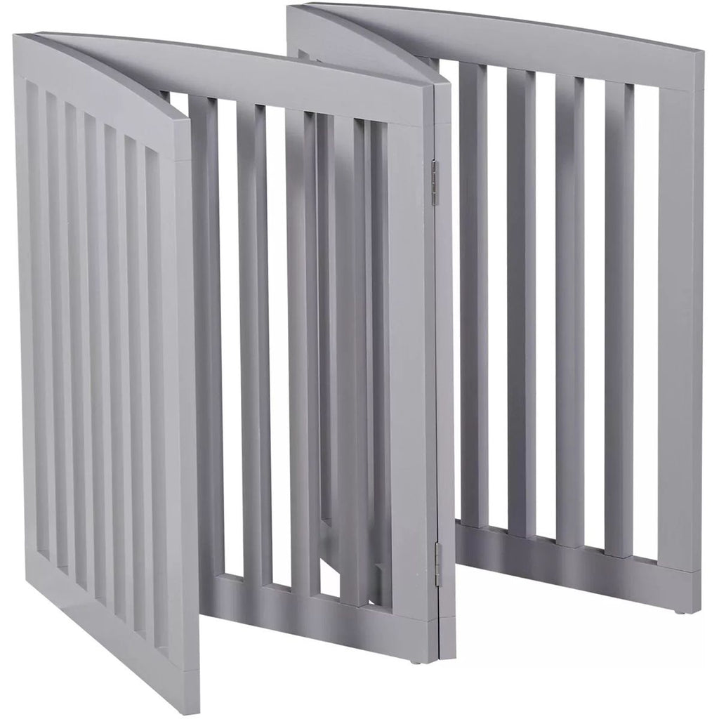 24" Folding Freestanding Wood Pet Dog 4 Panel Safety Gate - Grey