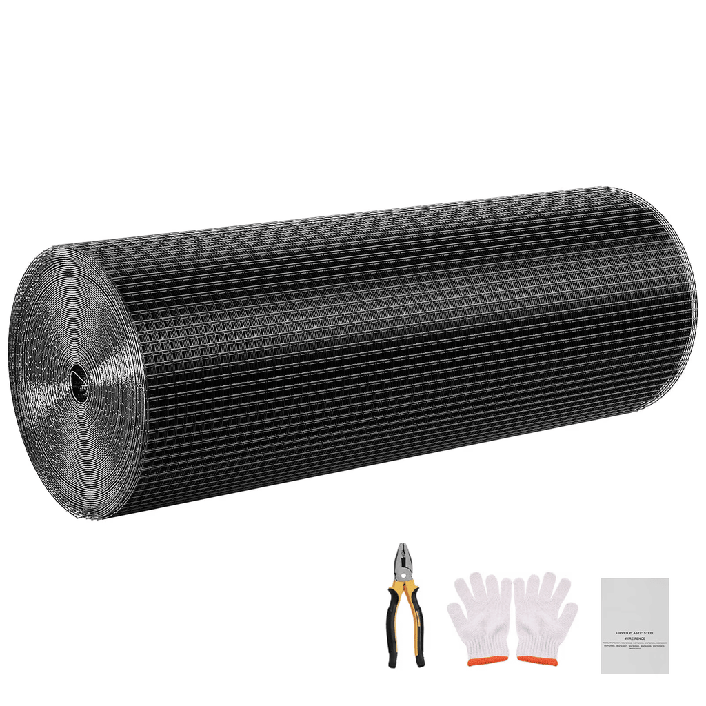 24 in x 50 ft Hardware Cloth, 1/2 in 19 Gauge Galvanized Wire Mesh Roll, Durable Vinyl-Coated Weather-Resistant FencingforGardens, Animal Enclosures