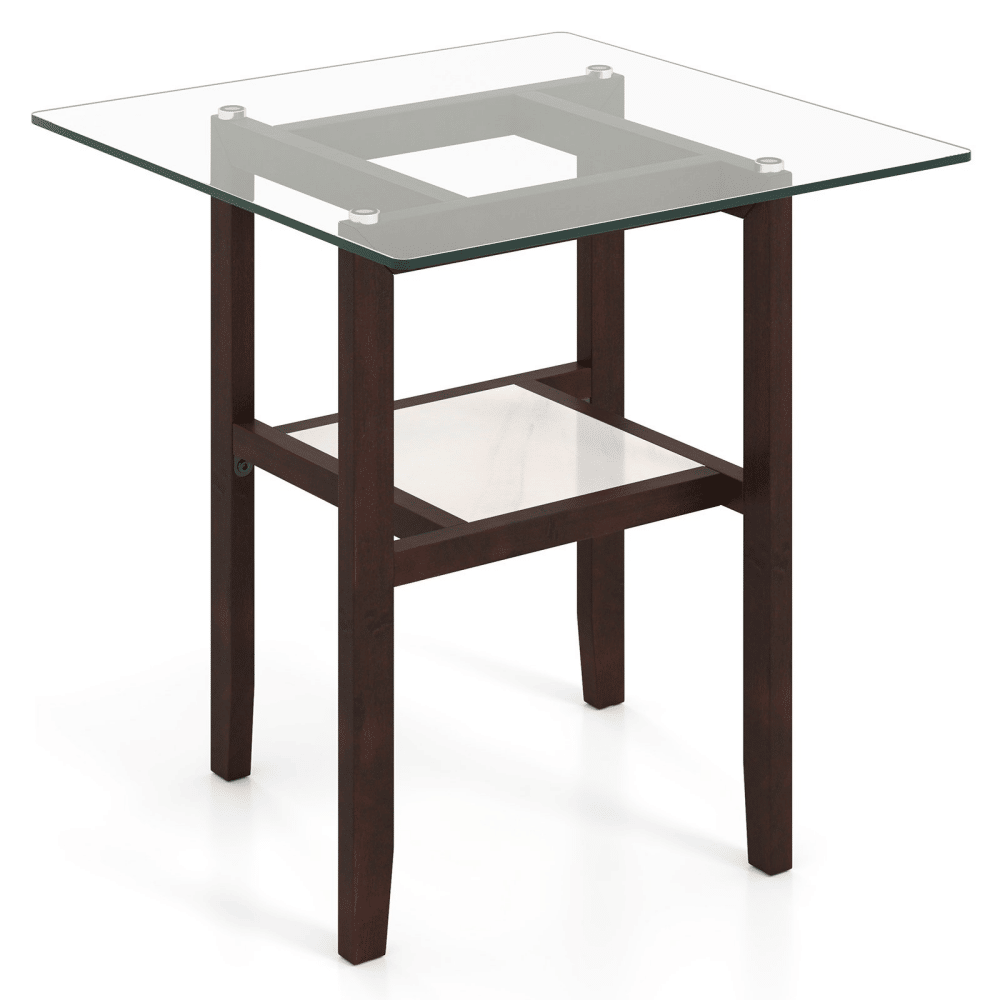 24-Inch 2-Tier Square Glass CoffeeTable, Modern Tempered Glass CenterTablewith LowerStorageShelf, Minimalist AccentFurnitureforSmall Living Rooms, Apartments, and Offices