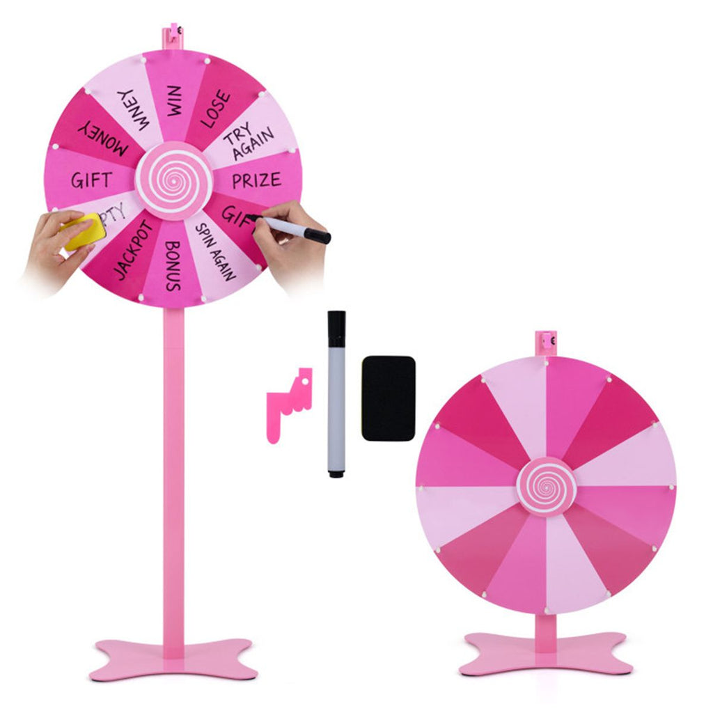 24 Inch Height Adjustable Prize Wheel with Smooth Spin, 2-in-1 Tabletop & Floor Standing Spinning Wheel for Game Carnival Party