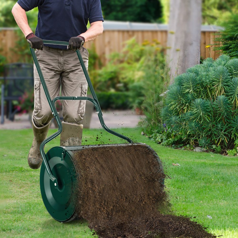 24-Inch Peat Moss Spreader with Upgrade Side Latches and U-shape Handle