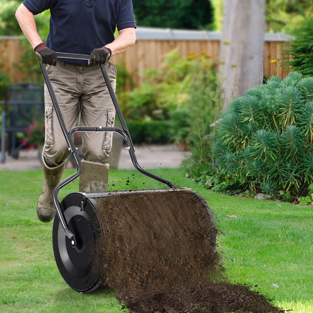 24-Inch Peat Moss Spreader with Upgrade Side Latches and U-shape Handle