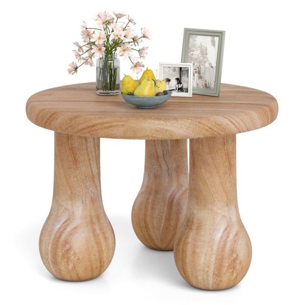 24" Round Mahogany Accent Table - Solid Wood, 110lbs Capacity, Indoor/Outdoor Use, Natural