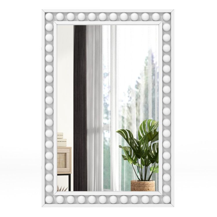 24 x 36 Inches Rustic Wall Mirror with Solid Wood Frame for Living Room  Bedroom