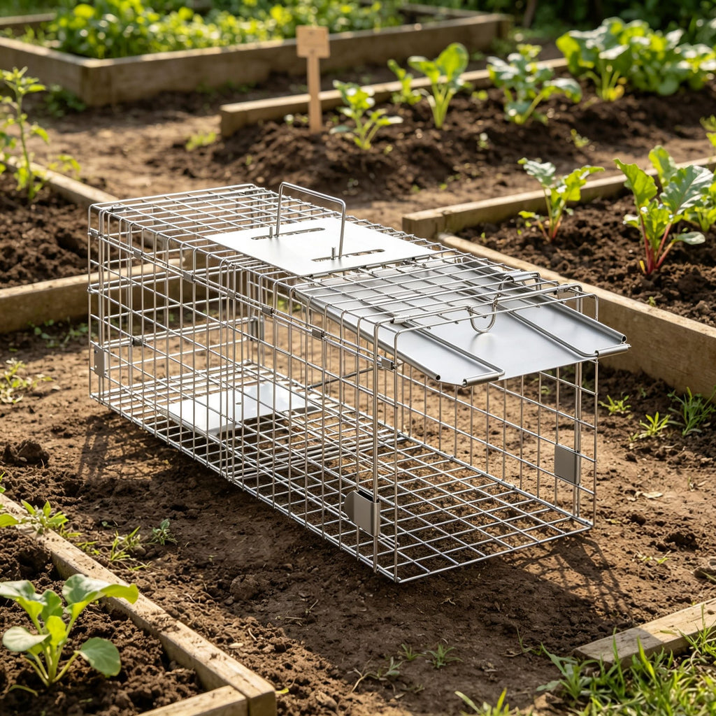 24" x 8" x 8" Animal Cage Trap, Folding Design with Handle, for Rabbits, Stray Cats, Squirrels & Raccoons