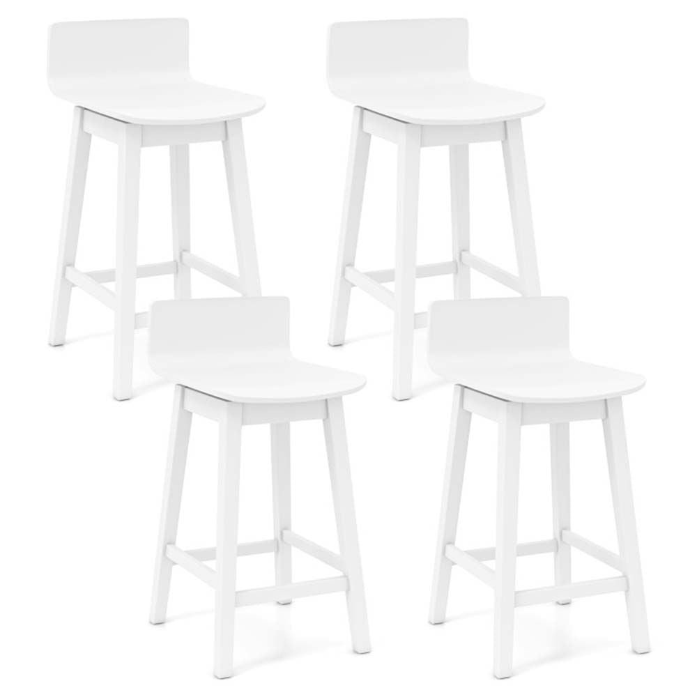 24.5 Inch Swivel Wooden Bar Stools Set of 4 with Rubber Wood Legs and Low Back