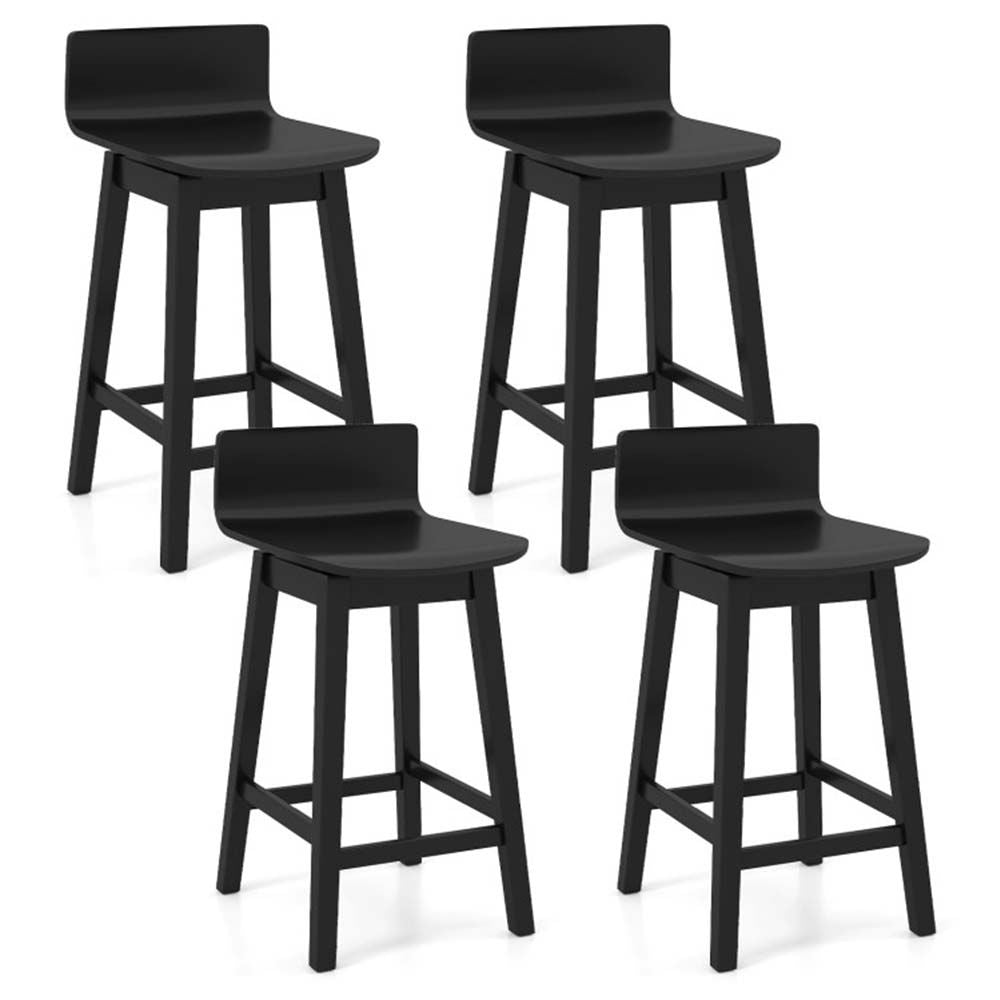 24.5 Inch Swivel Wooden Bar Stools Set of 4 with Rubber Wood Legs and Low Back