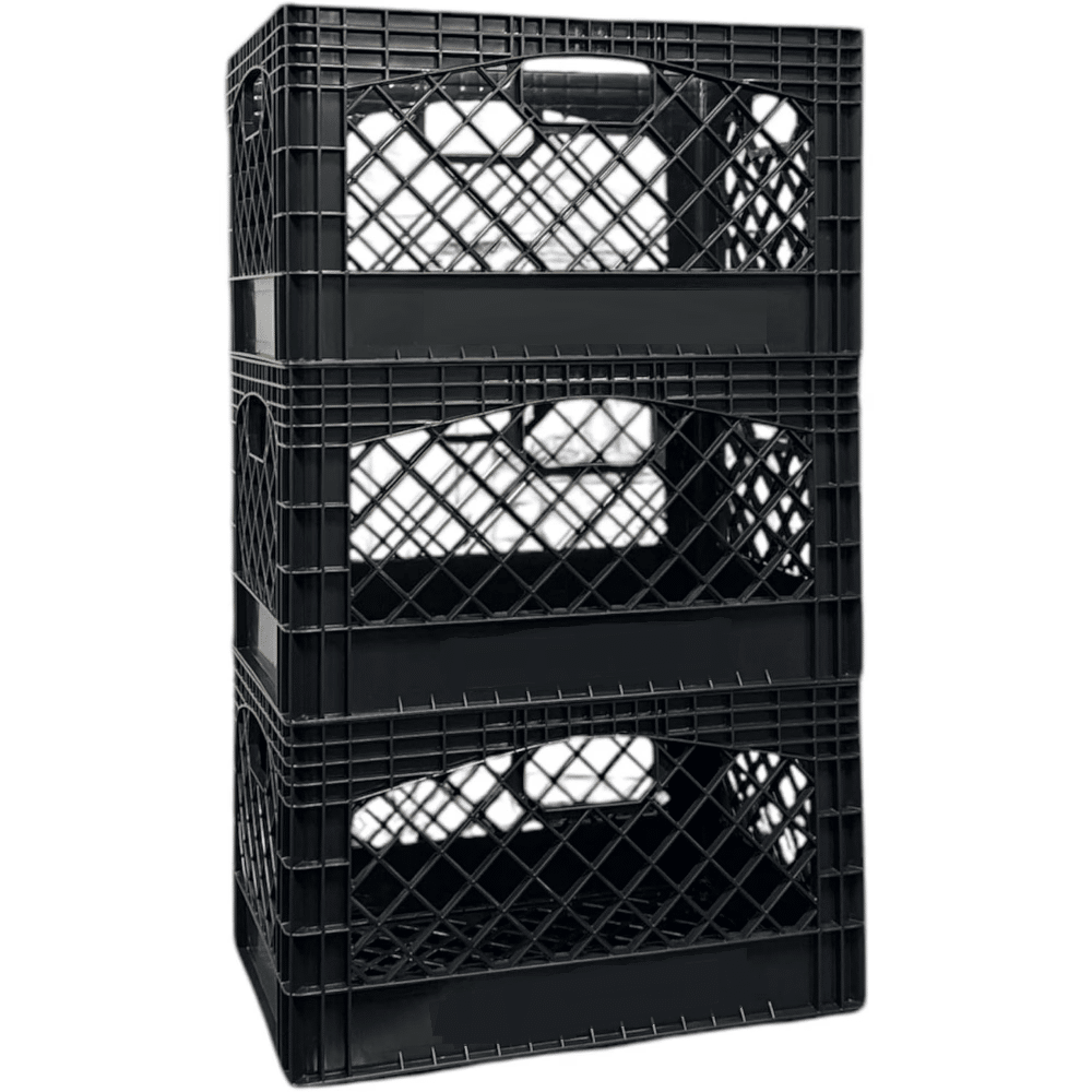 24QT 3 Pack Milk Crate Black (Shipment from Walmart)