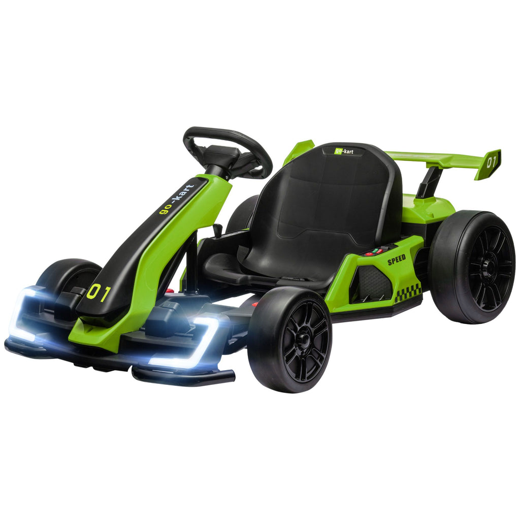 24V 7.5 MPH Kids Go Kart Electric Grift Kart with Adjustable Seat, Children Playing Pedal Kart Toy, Slow Start, Green