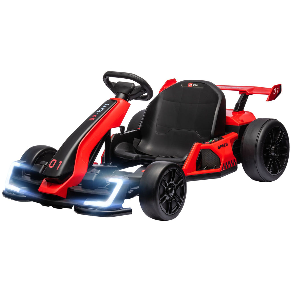 24V 7.5 MPH Kids Go Kart Electric Grift Kart with Adjustable Seat, Children Playing Pedal Kart Toy, Slow Start, Red
