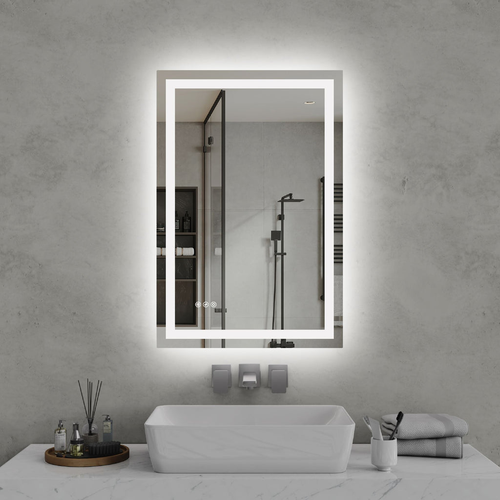 24"x36" LED Bathroom Mirror, Front-Lit and Back-Lit,3 Color Tem Adjustable, Brightness Memory, Anti-fog LED Vanity Mirror[Unable ship weekends, TK/TEMU only for pickup]