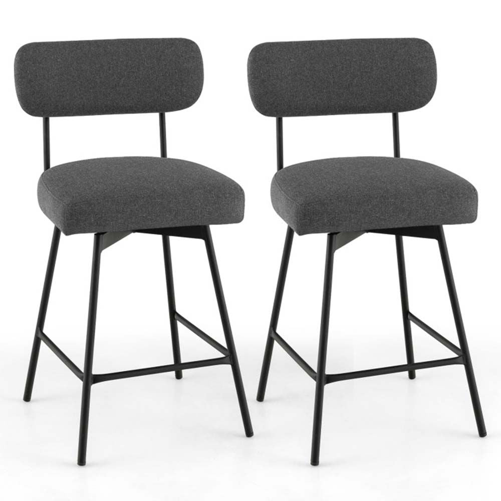 25 Inch 2 Pieces Modern Upholstered Bar Stools with Back Footrests
