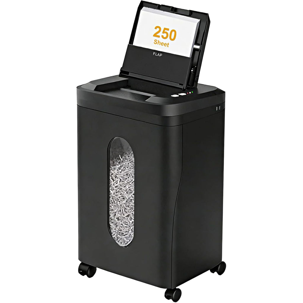 250-Sheet Heavy Duty Paper Shredder Auto Feed, P-5 Security Level, 60Min Non Stop Commercial Shredder for Office Home, Micro Cut, 8.72 Gallon Bin, <60dB Quiet, Auto Anti-Jam