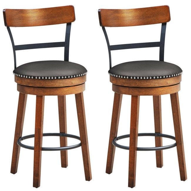 25.5-Inch 360-Degree Bar Swivel Stools with Leather Padded