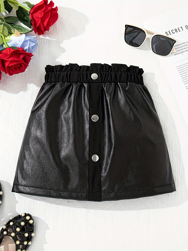 Trendy Girls Solid Button Decor Skirt For Party Spring Summer Streetwear