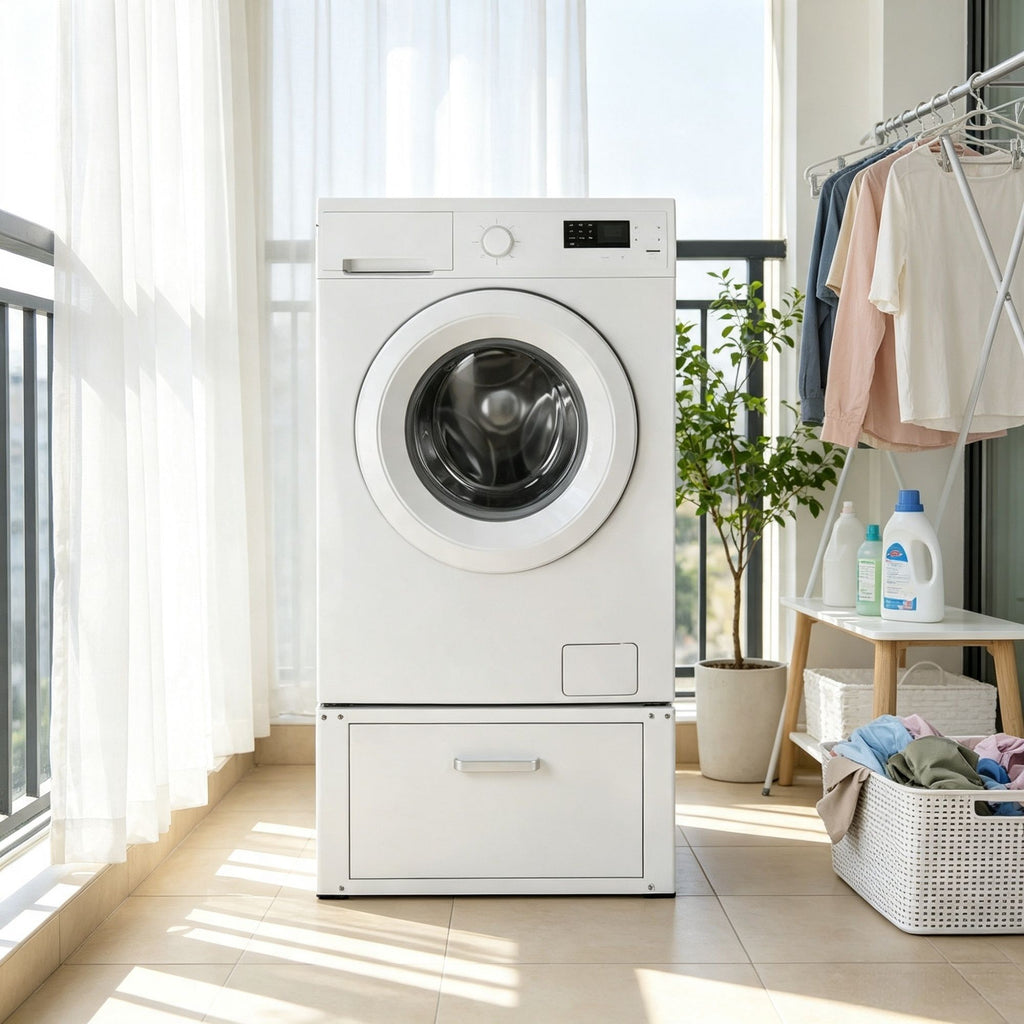 27" Wide Laundry Pedestal for Washer & Dryer, 14.4" Height 660 lbs Capacity Base Stand, Heavy Duty Universal Fit Platform with Drawer & Rich Accessories
